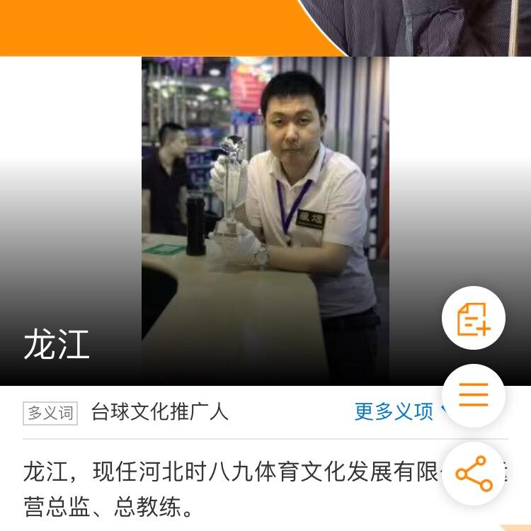 台球文化推广人 龙江