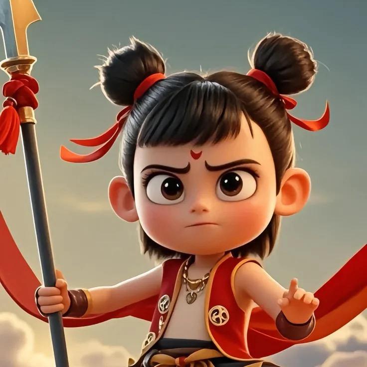 哪吒脚踏风火轮♨️