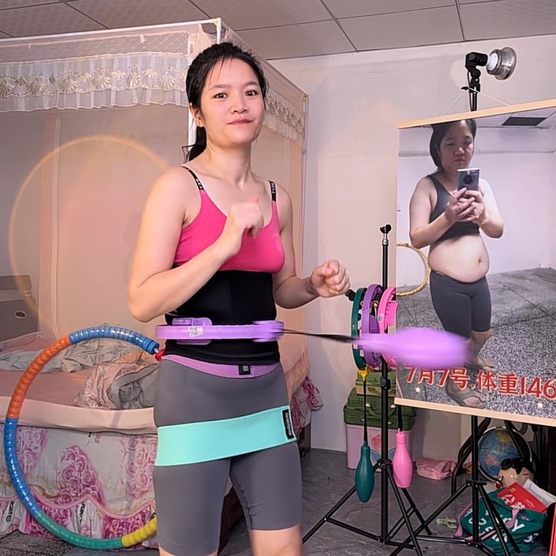 三宝妈呼啦圈健身(已甩走47斤）
