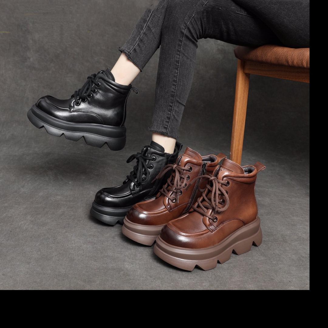 吴大美手工头层牛皮女鞋