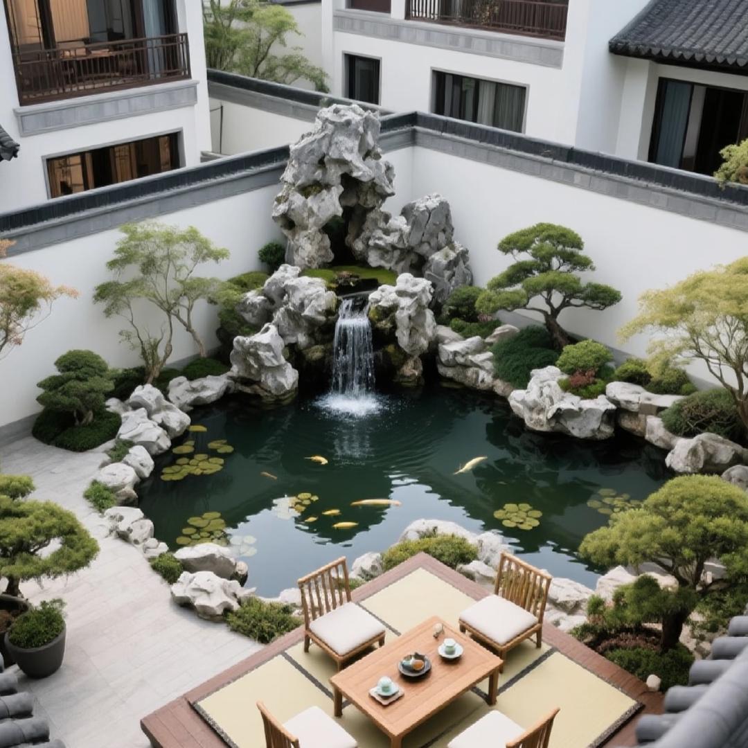 鱼池过滤假山