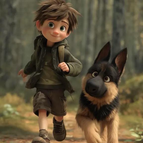 会滑板的德牧朵朵