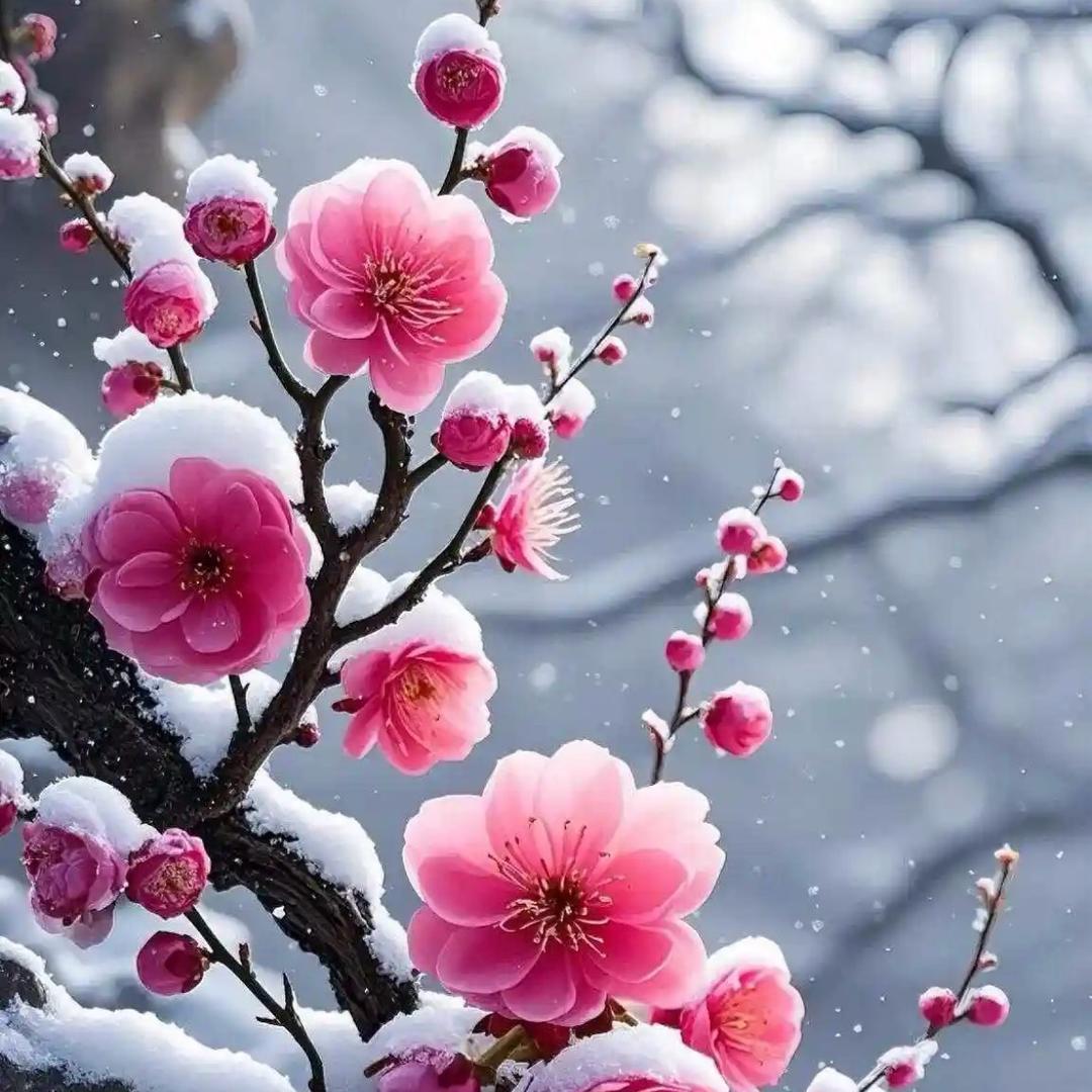 雪中盛开的梅花