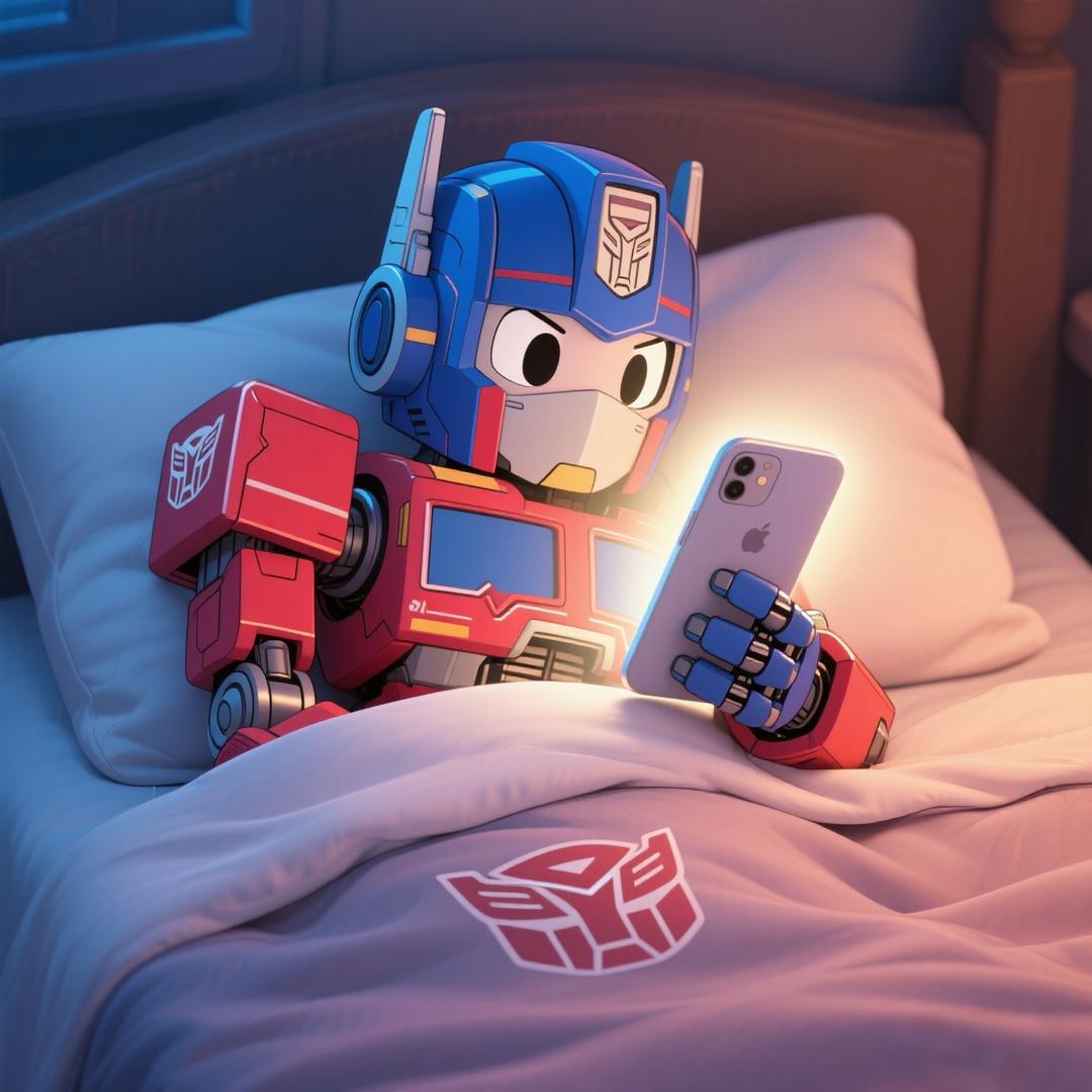 躲被窝看洗车视频的擎天柱