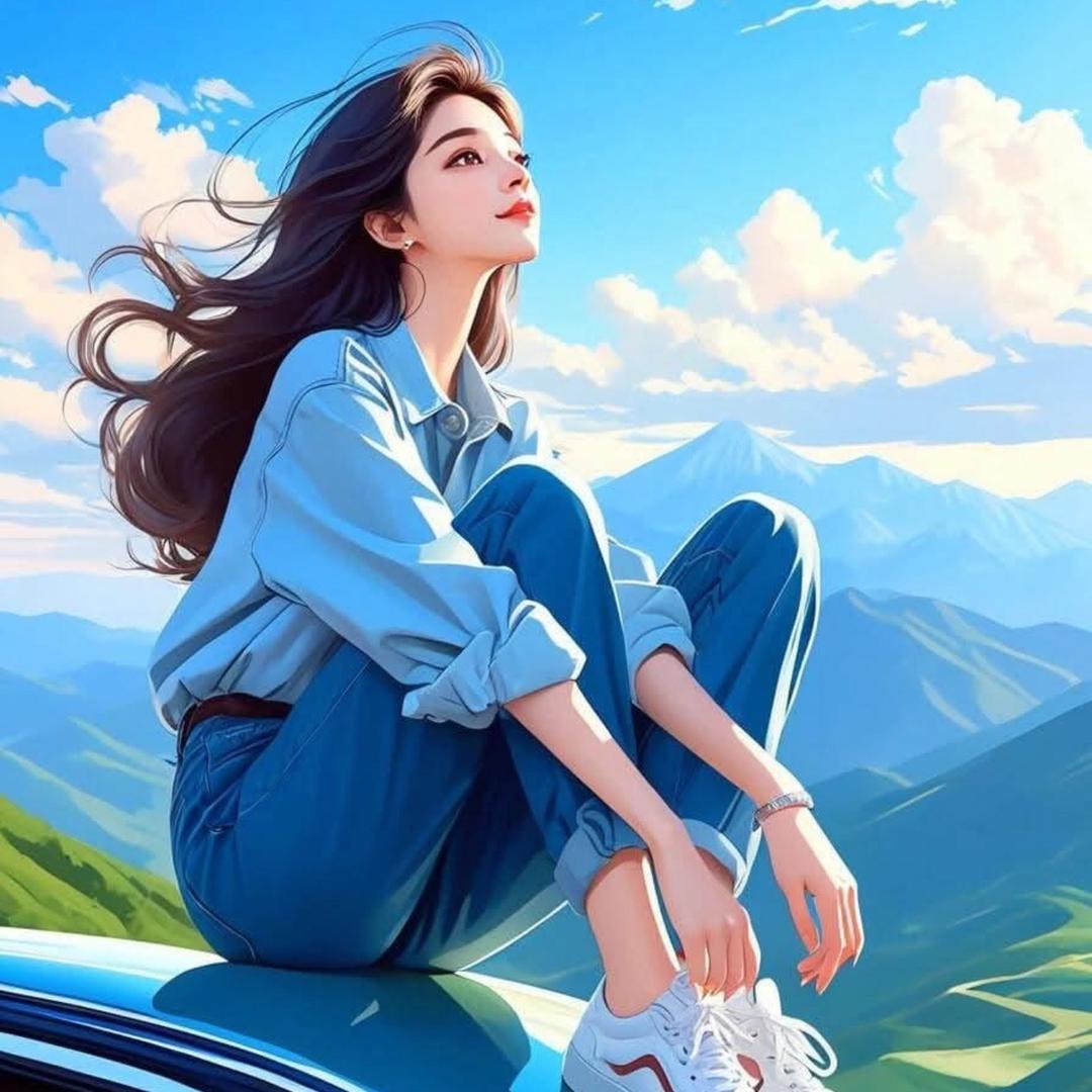 仰望天空的愛笑女孩.. 😶