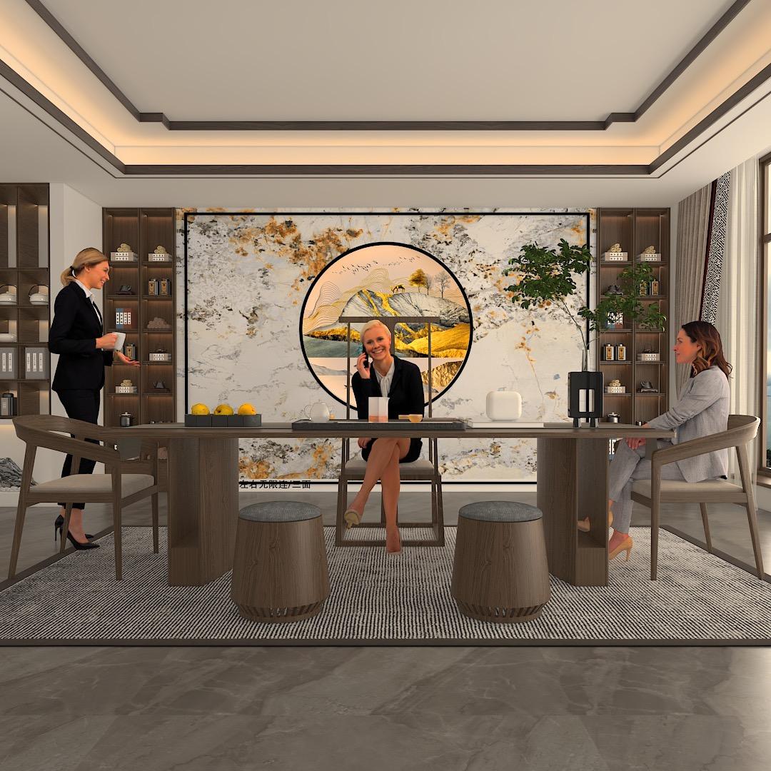 罗漫茶室玄关背景墙厂