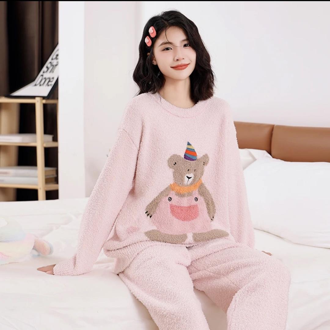 妍凯琳轻奢半边绒家居服套装睡衣