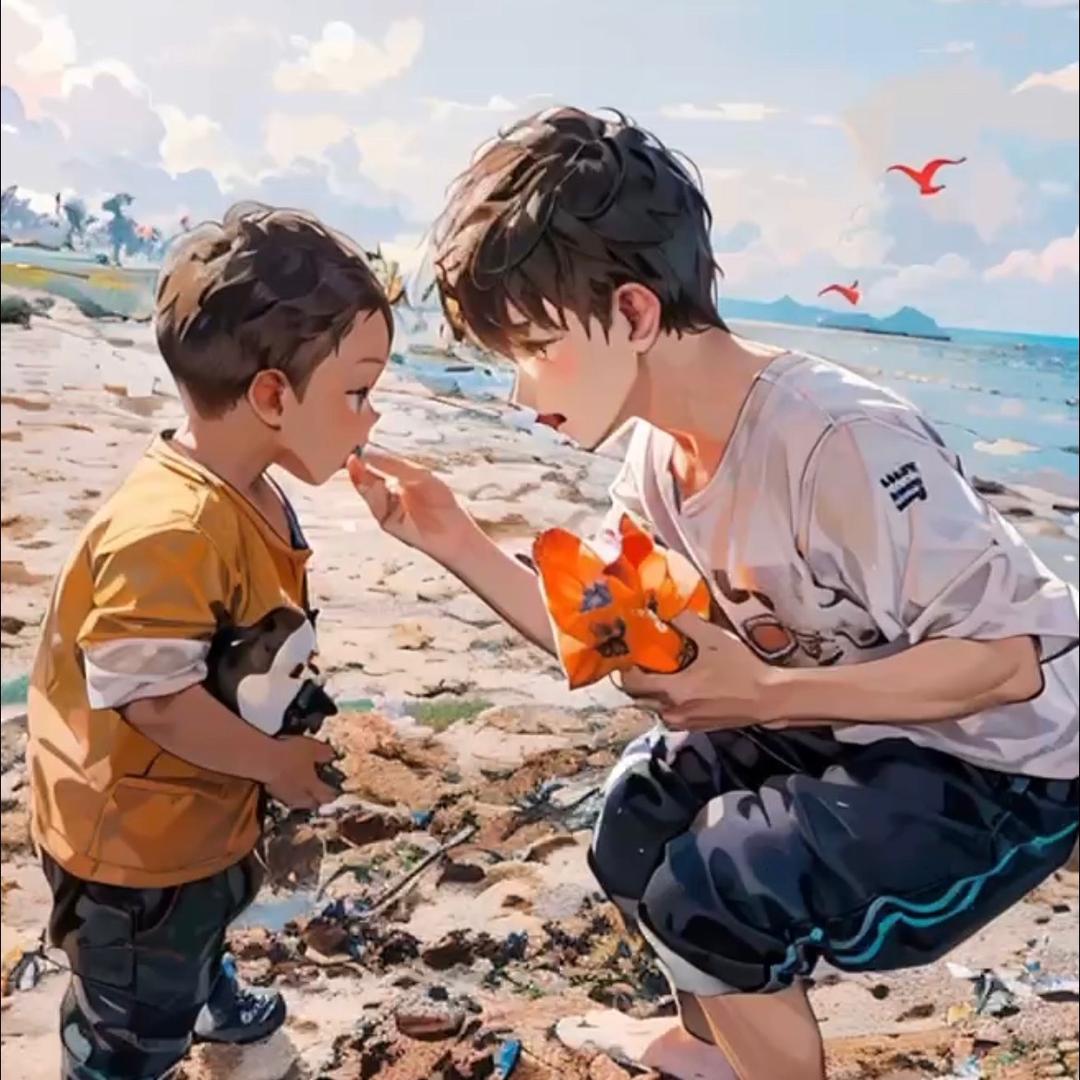俩娃..