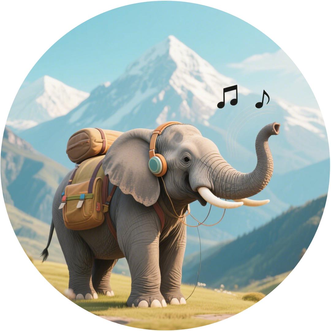 听着音乐旅行的象