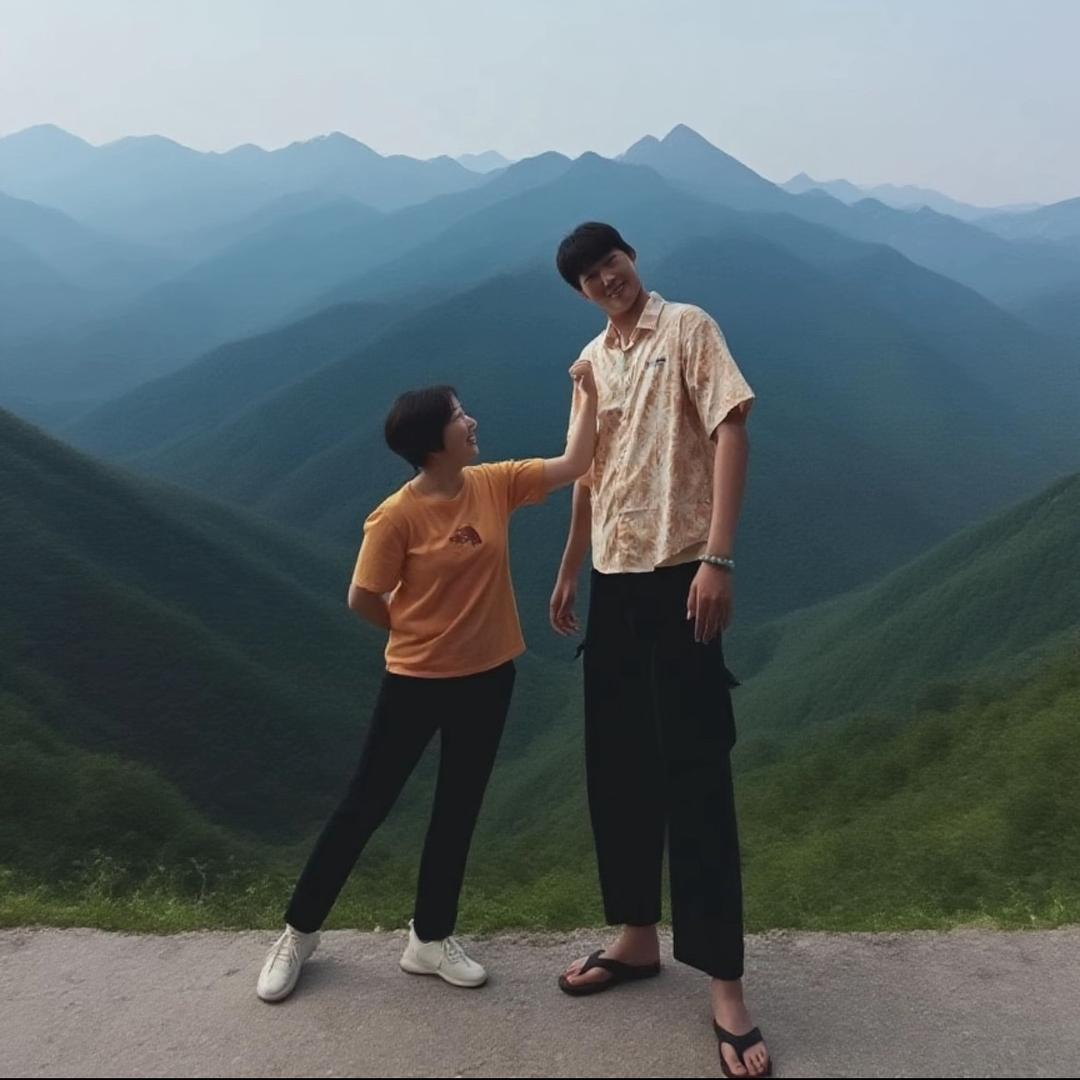 行走在路上的两米哥