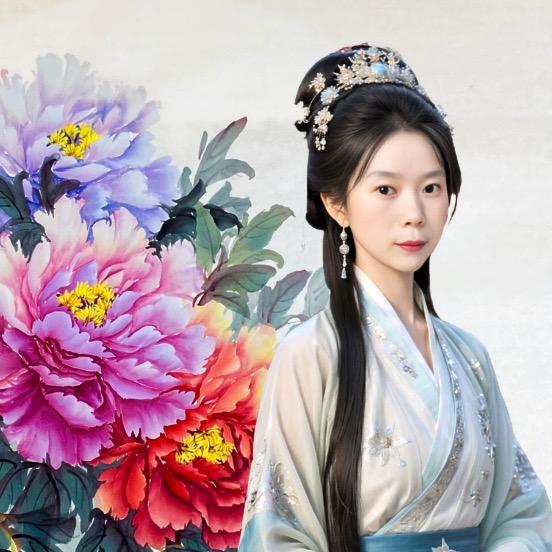 小婷国画+小写意牡丹