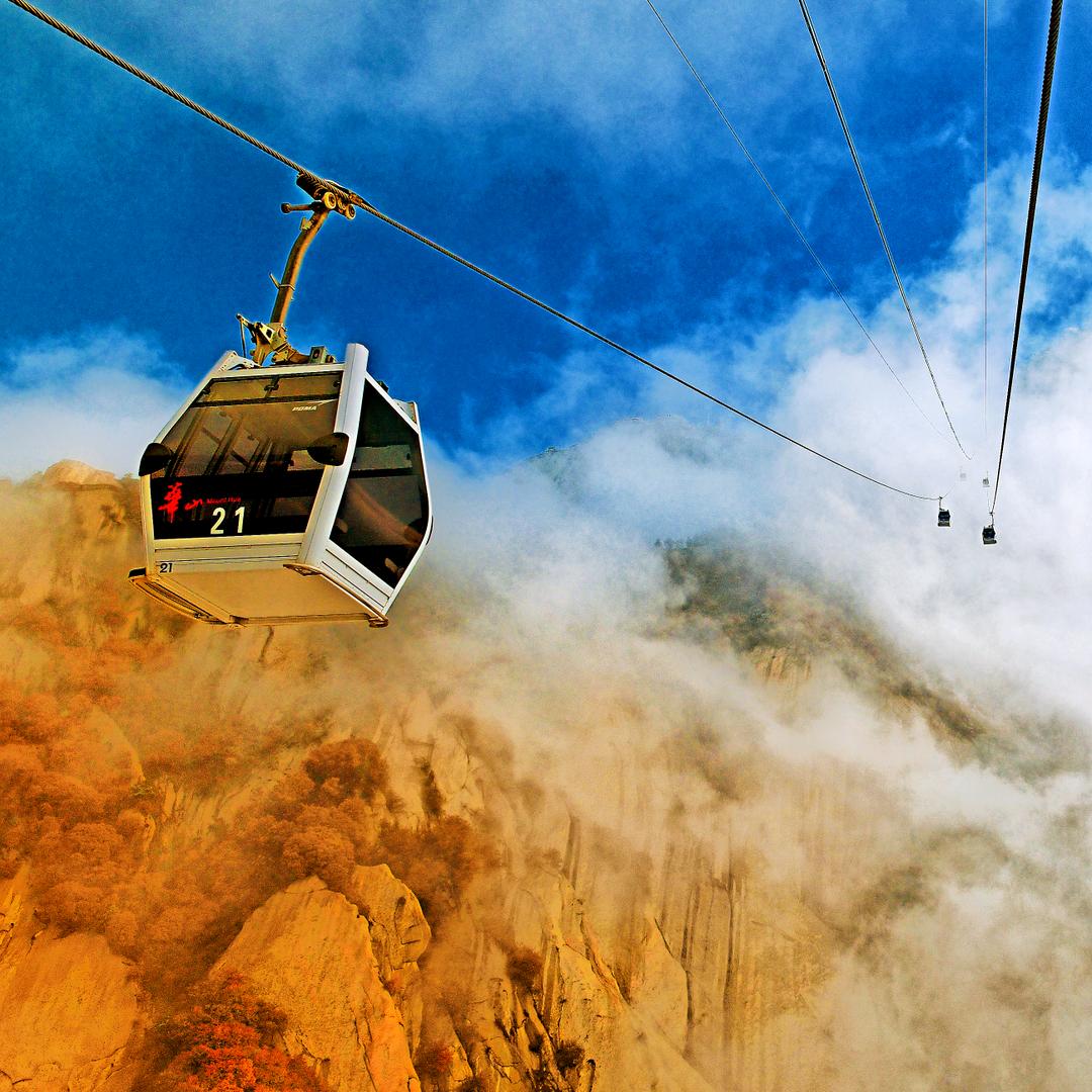 华山西峰大索道（太华索道）@抖音