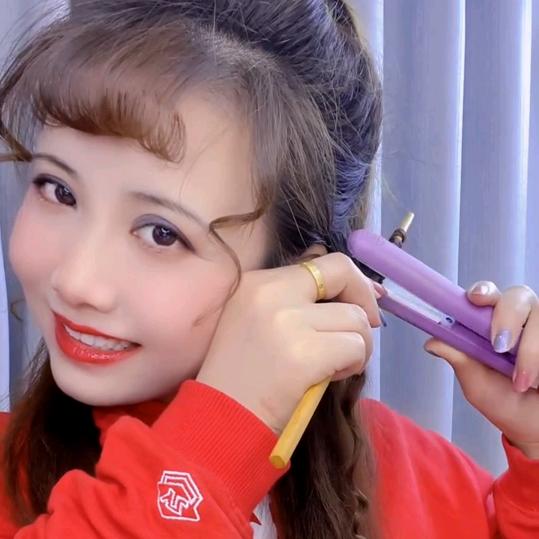 宁儿教刘海卷发造型