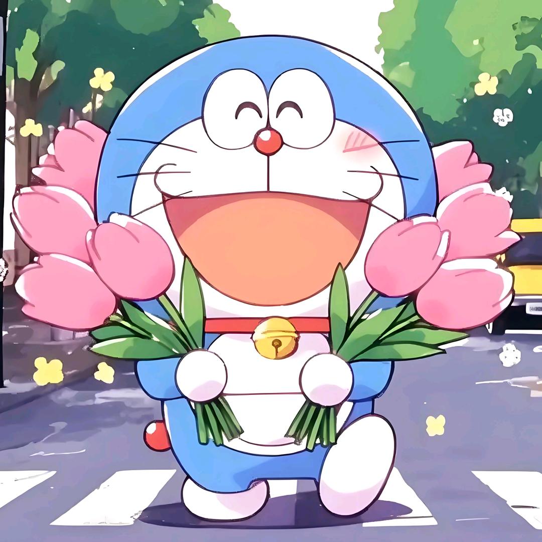 粉红花与蓝胖子