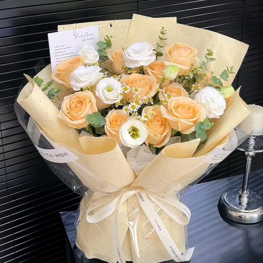 花忆鲜花【鲜花花束 鲜花 大麦花篮制作】