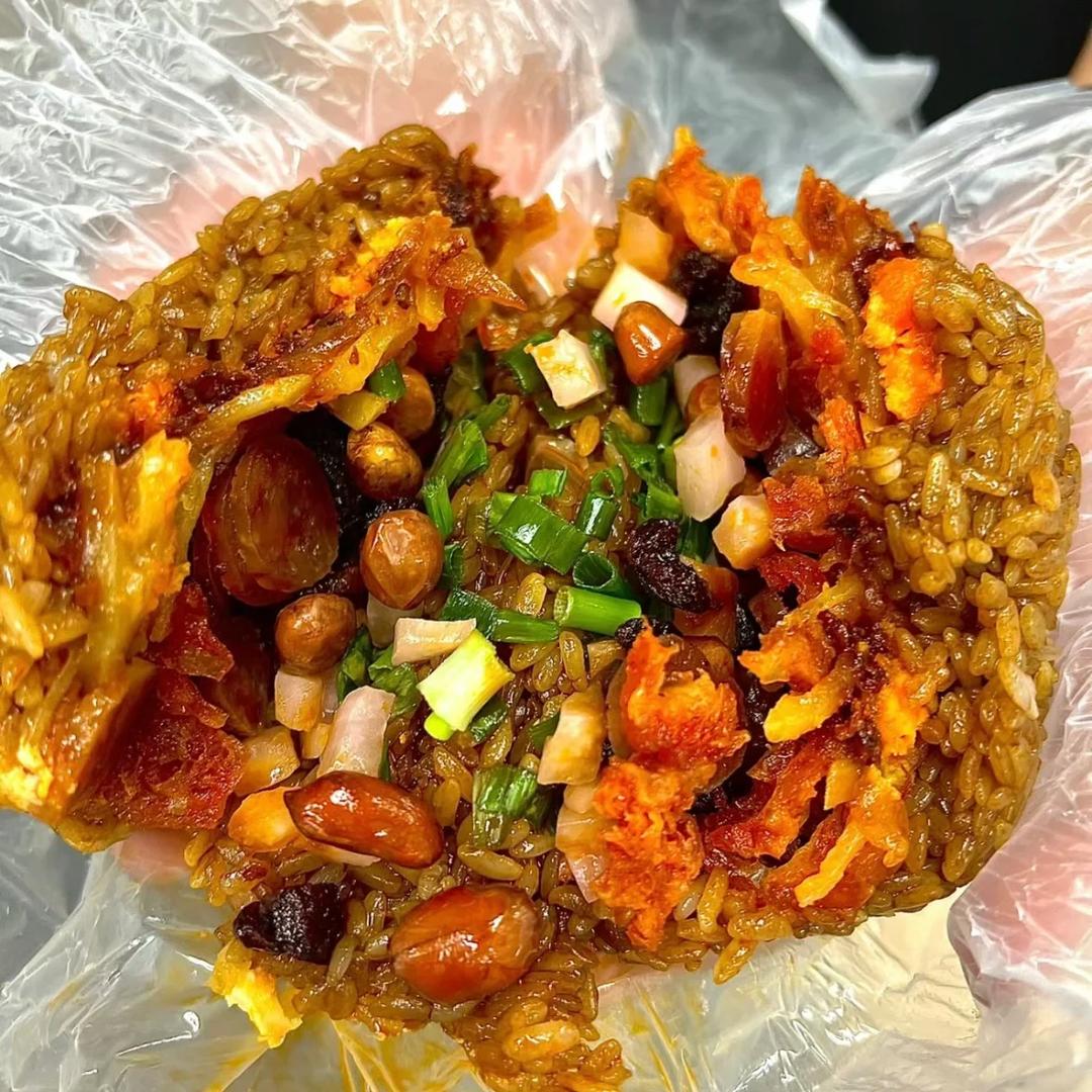 糯米饭、烧饼夹菜