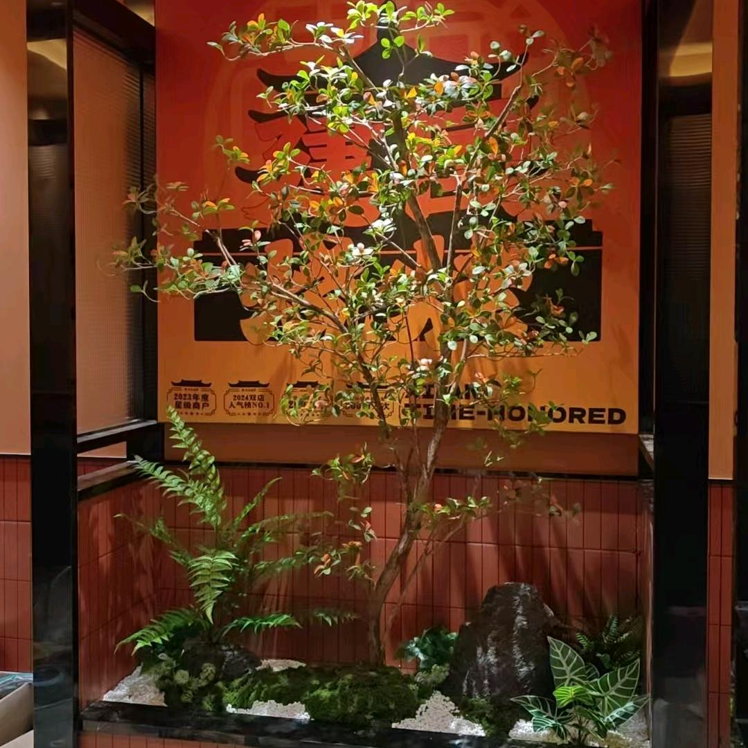 西安造景美仑仿真花艺景观假花假山流水摆件
