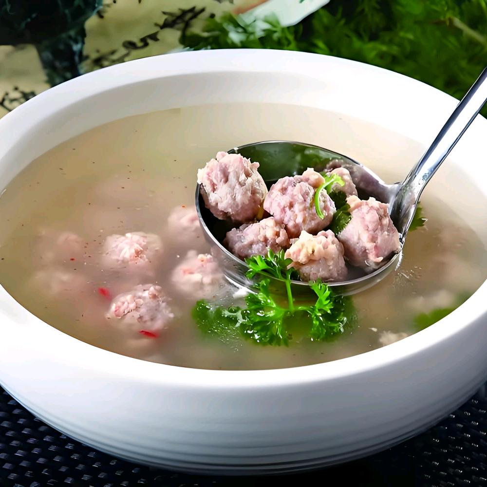 老李生汆丸子汤，焖饼，红烧肉盖饭