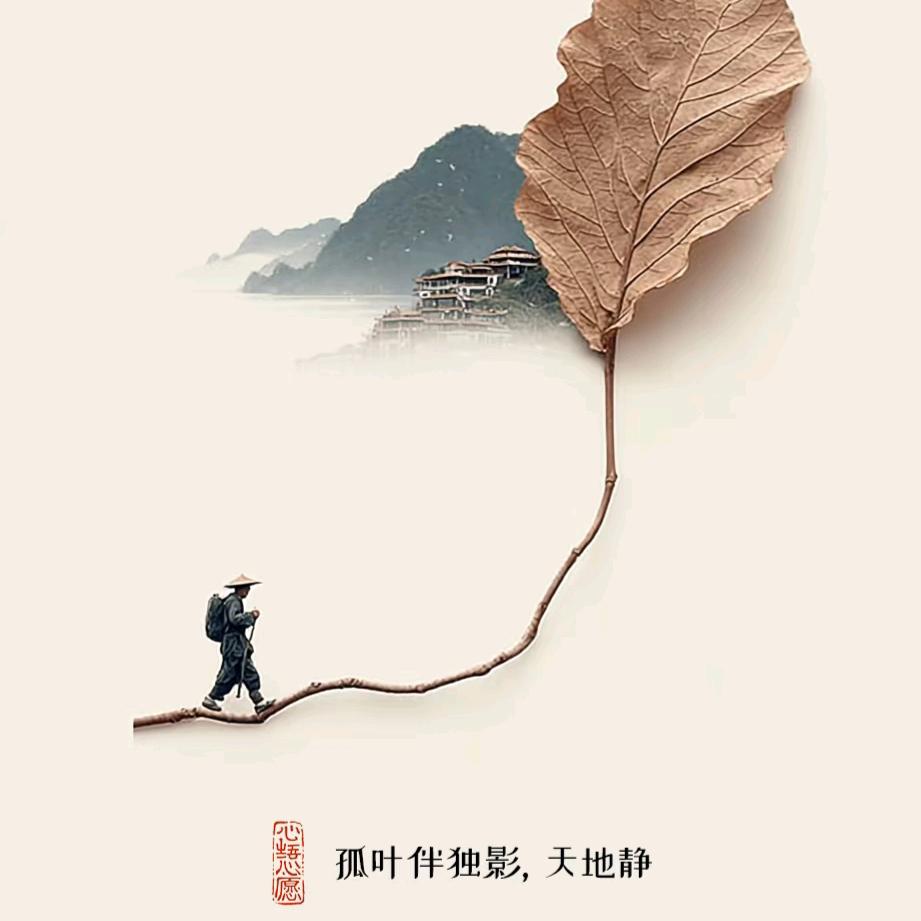 孤叶伴独影，天地静～
