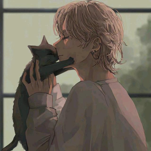 抱猫.