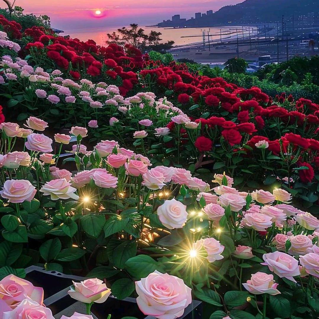 日落照耀花海闪闪发光