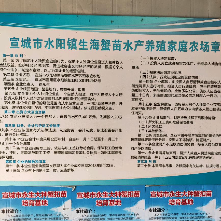 宣城市水阳镇生海蟹苗养殖农场