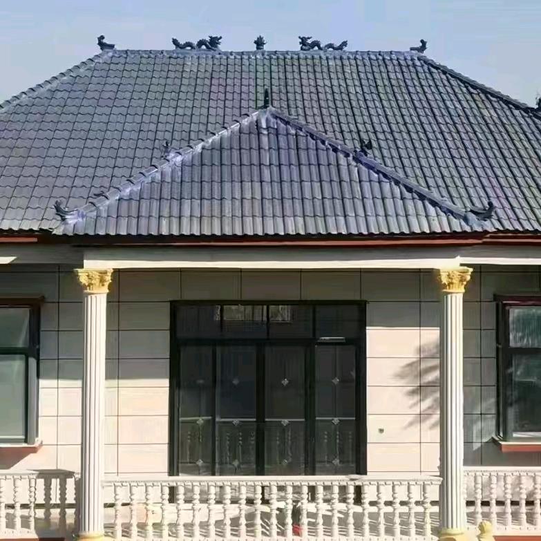 河南铂宇钢结构琉璃瓦别墅屋顶建造
