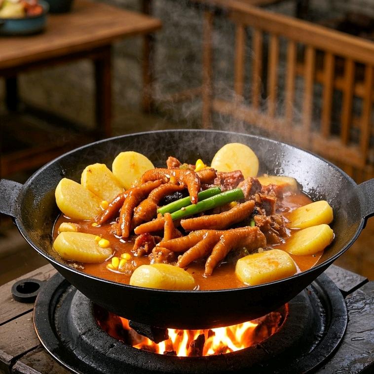 小灶现炒莲藕地锅鸡爪