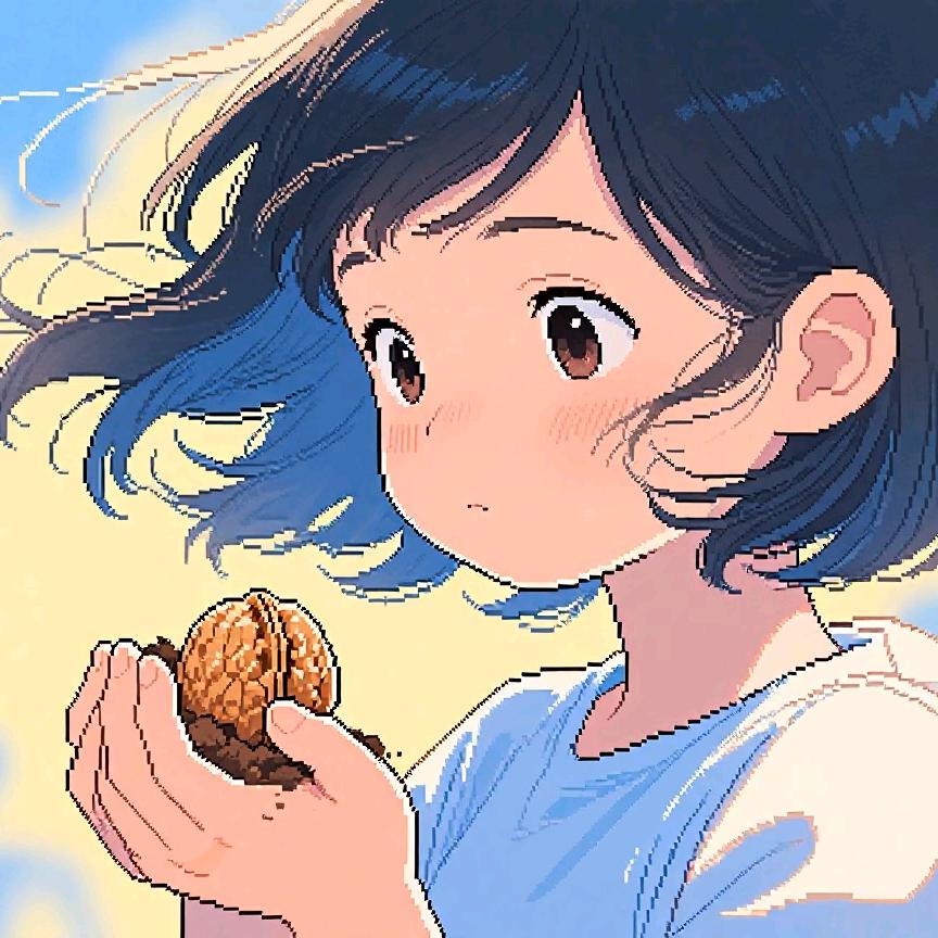 种核桃的小姑娘