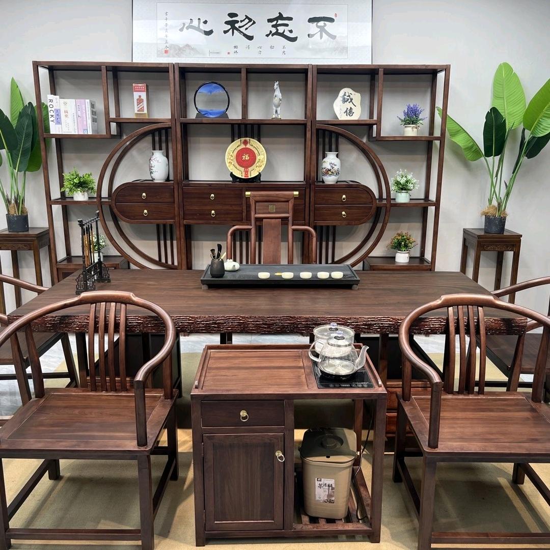 富雅实木茶台博古架