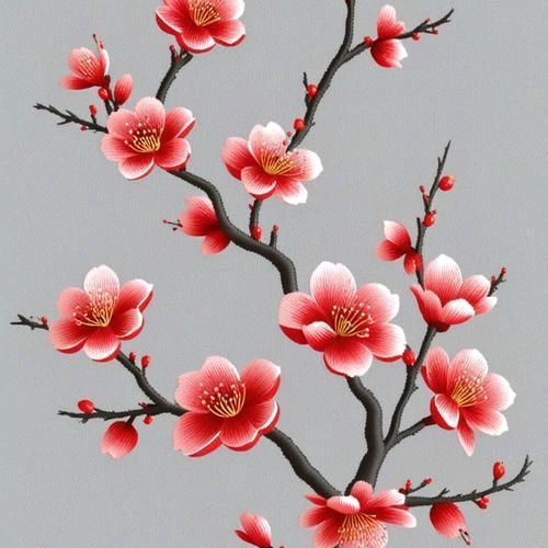 针刺梅花开