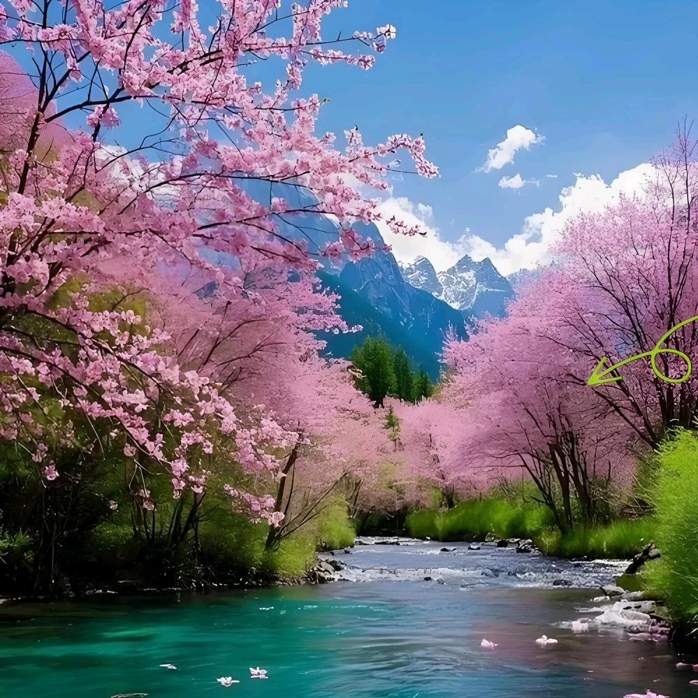 那远山的桃花与晚霞