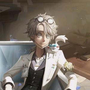 白发戴眼镜爱猫男子。