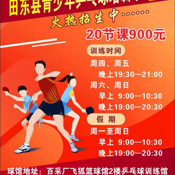 田东青少年乒乓球培训中心