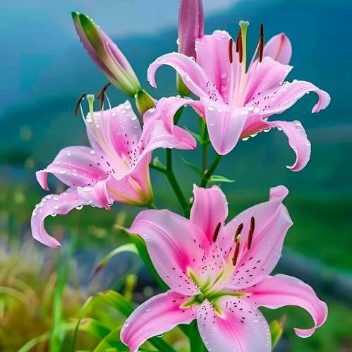 雨中的百合花