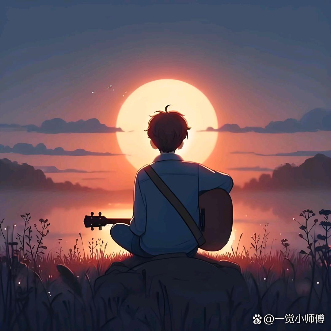 弹着吉他观日落