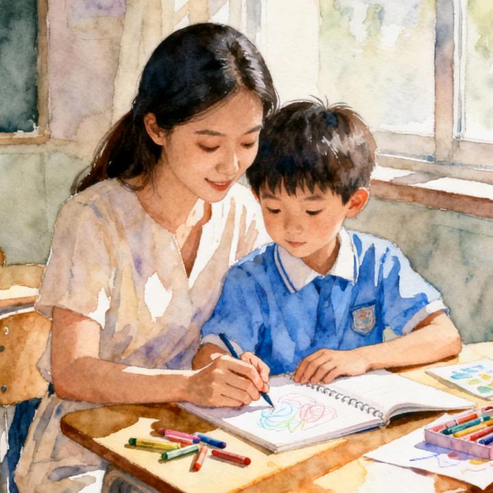 小学老师和她一年级的娃