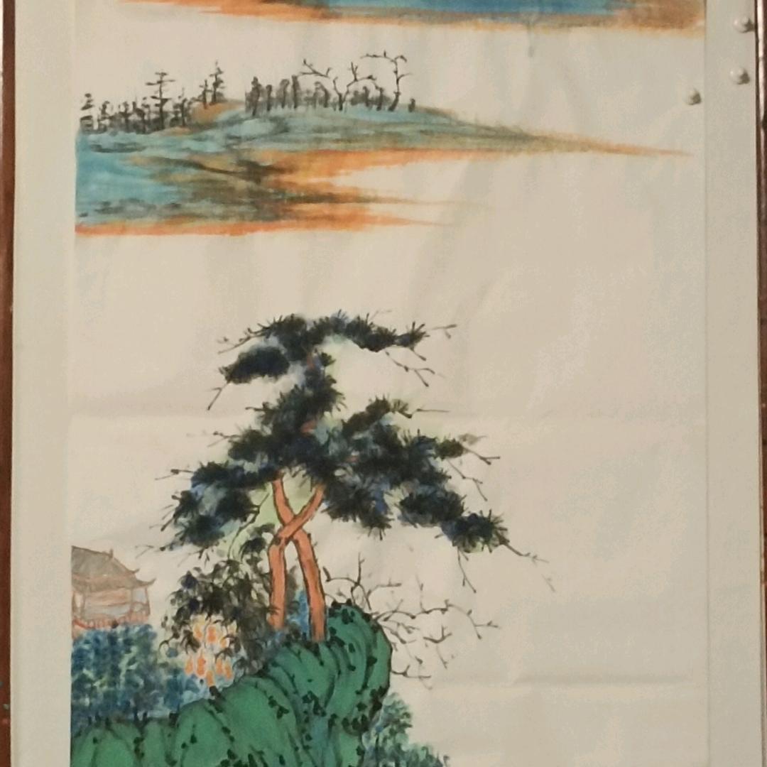 甘竹瑄重彩山水画