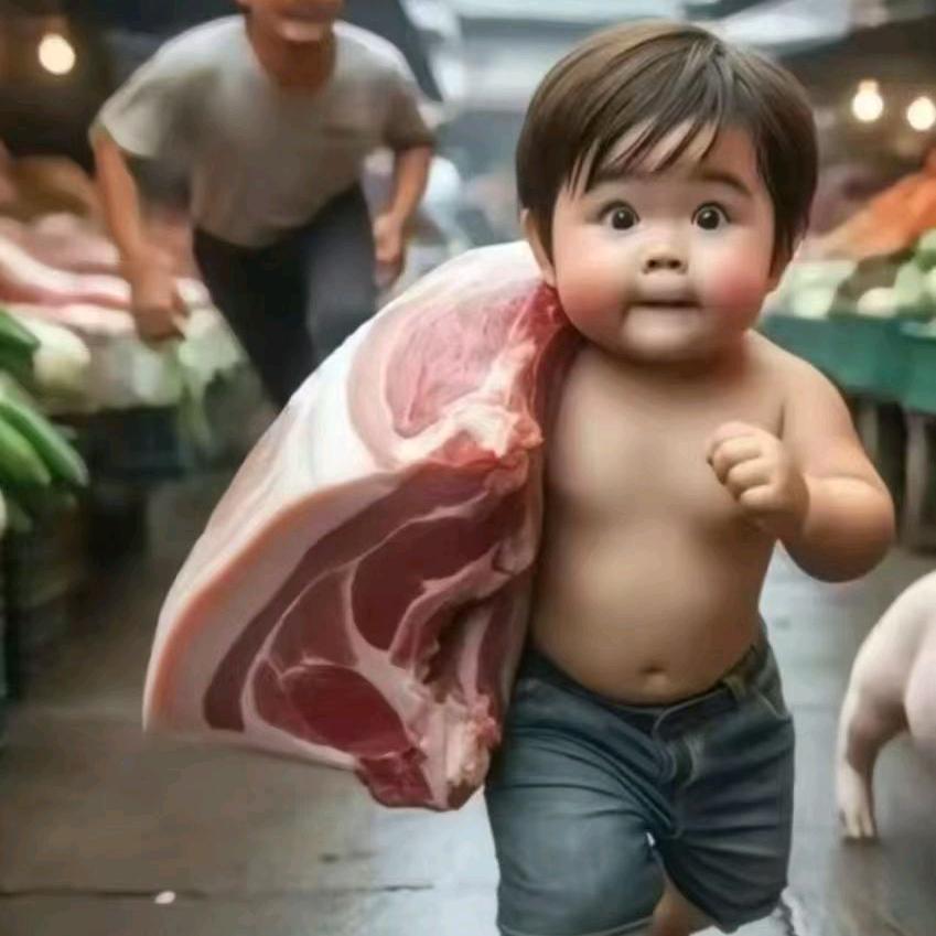 卖猪肉的小伙子