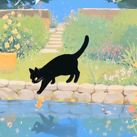 黑猫捕鱼