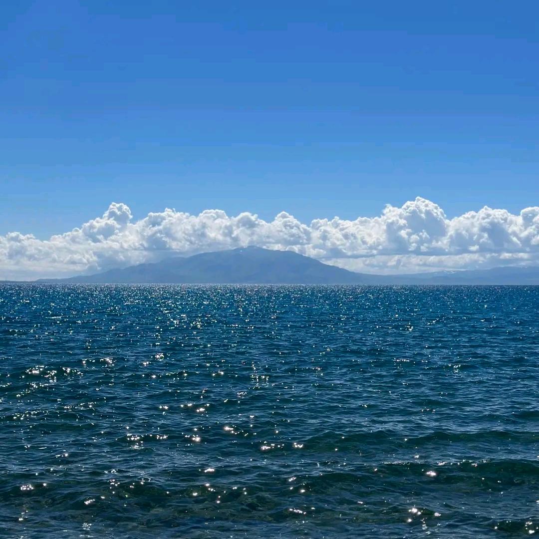 在水中央