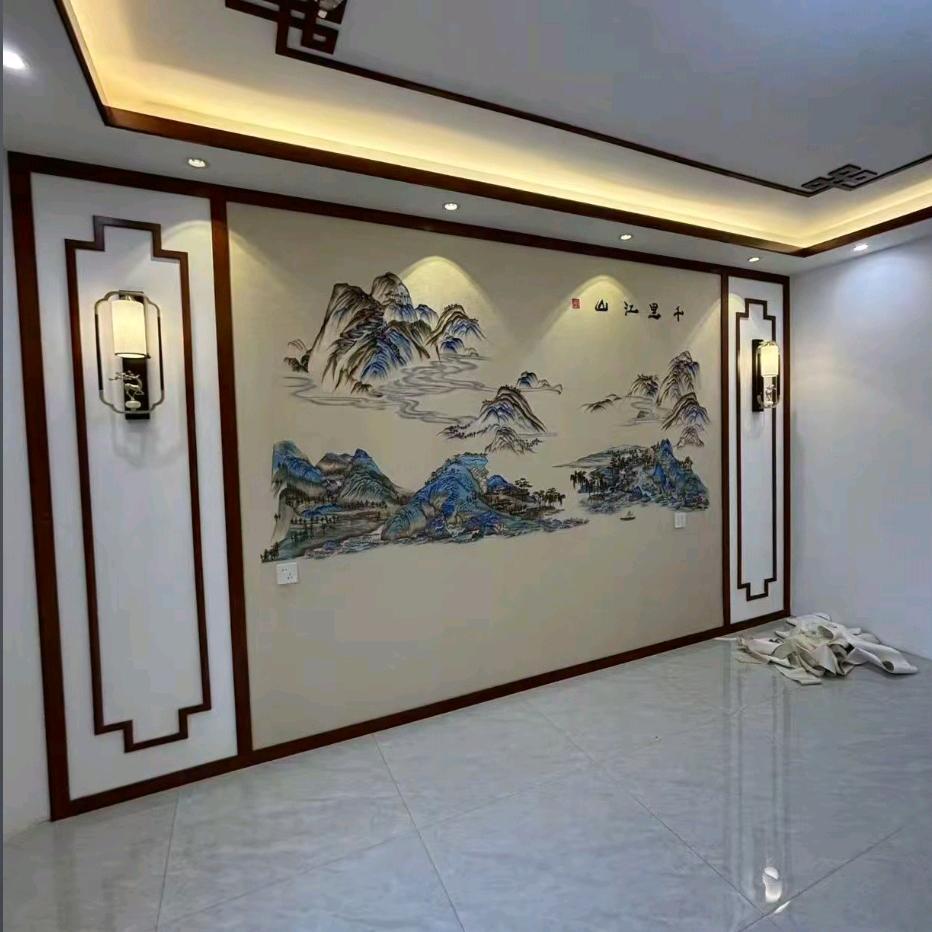 保定背景墙,木门同色