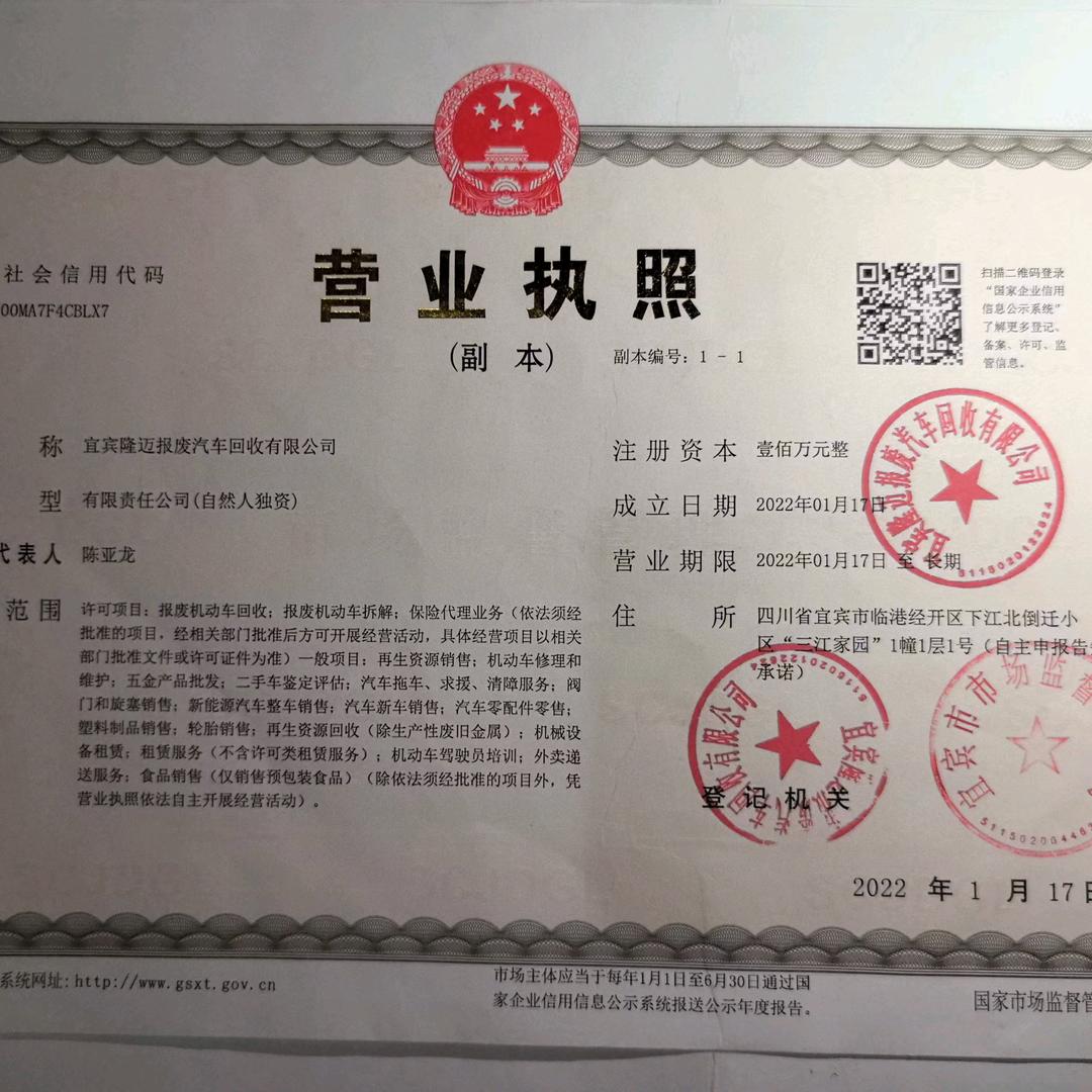 宜宾隆迈报废汽车回收有限公司
