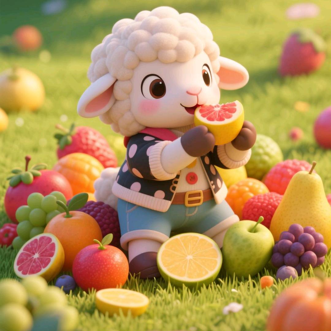 小羊爱吃水果