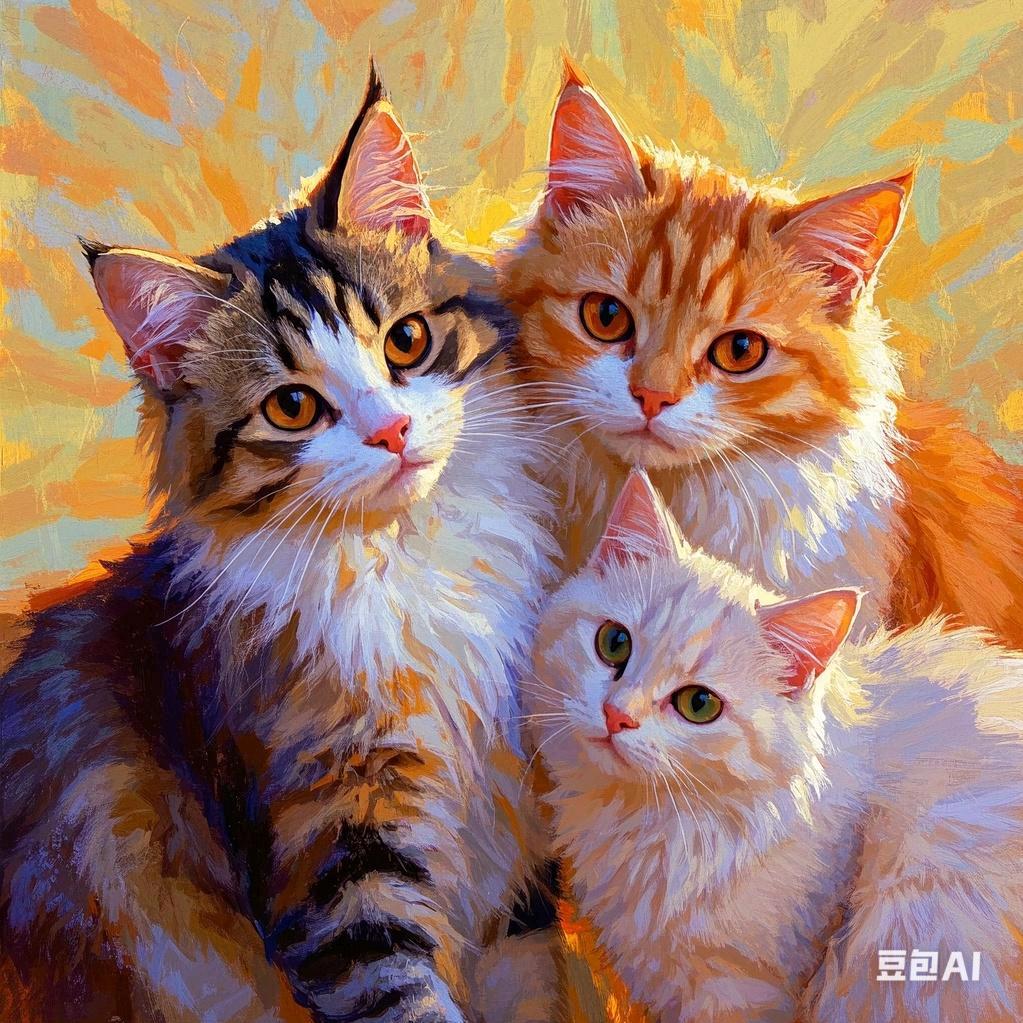 三只喵数字油画