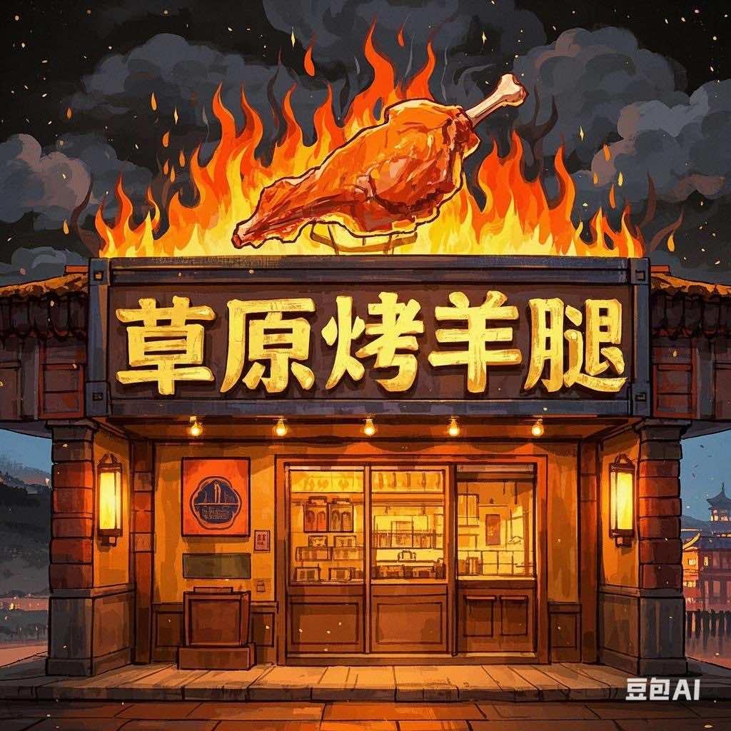 草原鲜烤羊腿